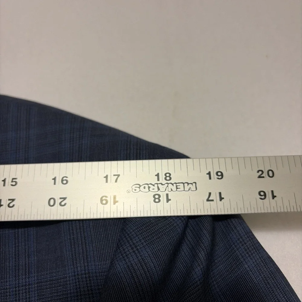 Banana Republic Mens 44R Navy Blue Checkered Plaid Marlane Wool Slim Blazer